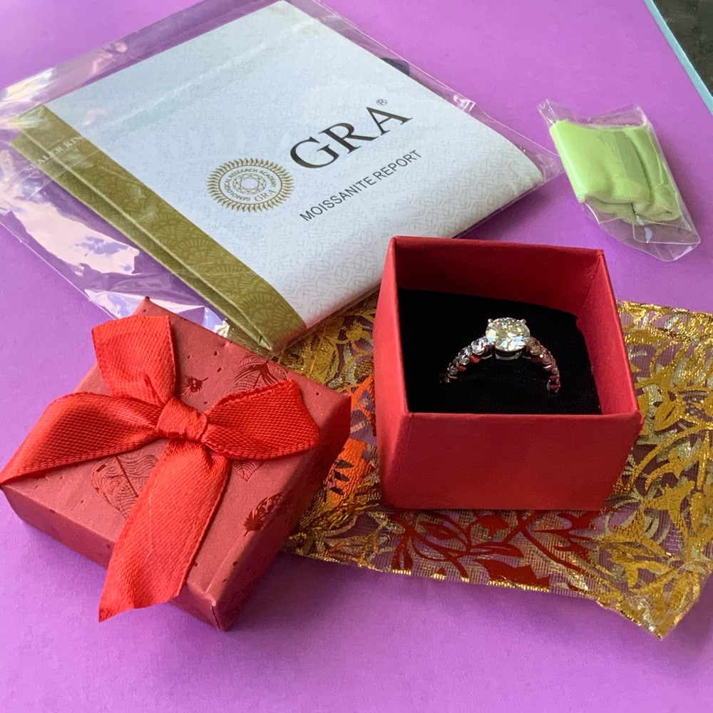 ❌SOLD❌MOISSANITE SOLITARE RING 1.26 TWC/LAB-CREATED/14K WHITE GOLD-PLATED - Picture 1 of 7